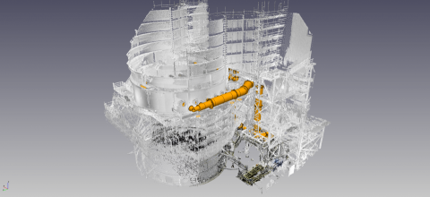 発電所排煙脱硫設備循環水配管  現合管寸法算出調査【3Dスキャナー計測】の画像
