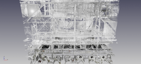 発電所排煙脱硫設備循環水配管  現合管寸法算出調査【3Dスキャナー計測】の画像