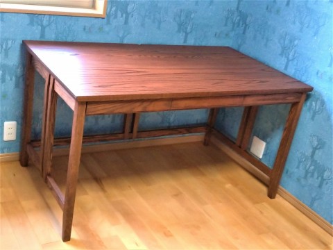 洲本市 レッドオーク無垢デスクの画像