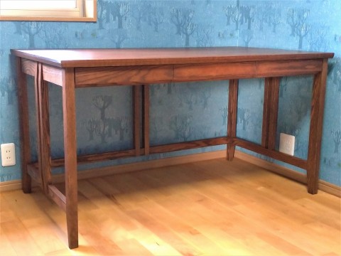 洲本市 レッドオーク無垢デスクの画像