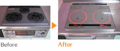 コンロ交換工事の画像