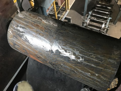 群馬県館林市　R社様　急傾斜コンベヤベルトヘッドプーリーゴムラッギングの画像