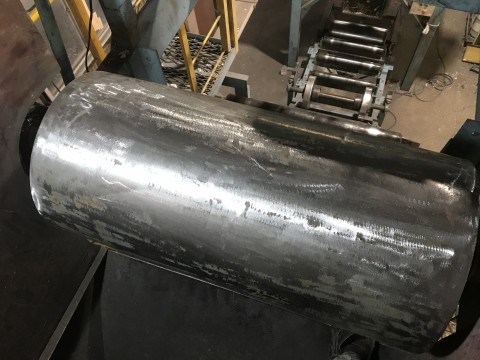 群馬県館林市　R社様　急傾斜コンベヤベルトヘッドプーリーゴムラッギングの画像