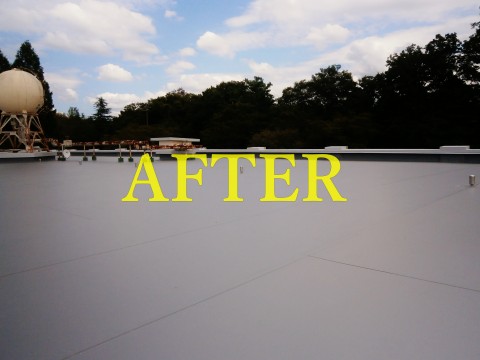 三重県伊賀市 桜丘中学校・高等学校 学生寮 屋上 塩ビシート機械固定工法 防水改修工事の画像